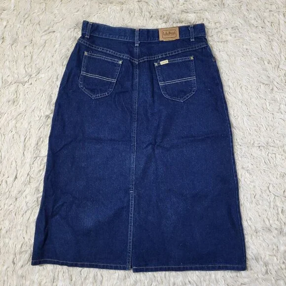 Vintage LL Bean Dark Wash Denim Jean Skirt Made in Maine - USA / Size 16 - Picture 13 of 16